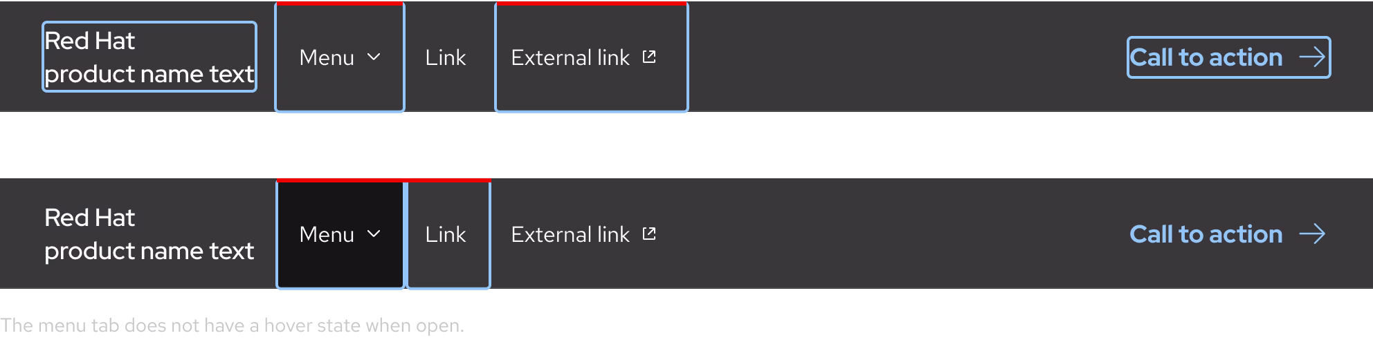 Image of dark scheme secondary navigation focus states